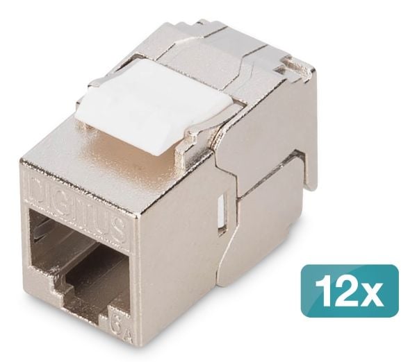DIGITUS - Modulinnlegg - compact, tool-free - CAT 6a - skjermet - RJ-45 (en pakke 12)