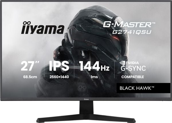 iiyama G-MASTER Black Hawk G2741QSU-B1 - LED-skjerm - gaming - 27" - 2560 x 1440 QHD @ 144 Hz - IPS - 350 cd/m² - 1500:1 - 1 ms - HDMI, DisplayPort...