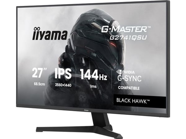 iiyama G-MASTER Black Hawk G2741QSU-B1 - LED-skjerm - gaming - 27" - 2560 x 1440 QHD @ 144 Hz - IPS - 350 cd/m² - 1500:1 - 1 ms - HDMI, DisplayPort...