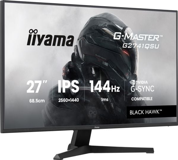 iiyama G-MASTER Black Hawk G2741QSU-B1 - LED-skjerm - gaming - 27" - 2560 x 1440 QHD @ 144 Hz - IPS - 350 cd/m² - 1500:1 - 1 ms - HDMI, DisplayPort...