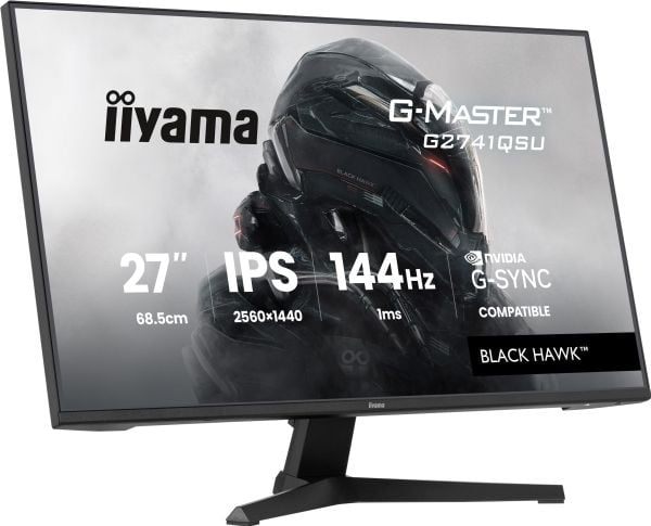 iiyama G-MASTER Black Hawk G2741QSU-B1 - LED-skjerm - gaming - 27" - 2560 x 1440 QHD @ 144 Hz - IPS - 350 cd/m² - 1500:1 - 1 ms - HDMI, DisplayPort...