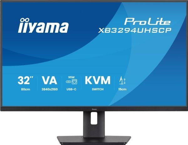 iiyama ProLite XB3294UHSCP-B1 - LED-skjerm - 31.5" - 3840 x 2160 4K @ 60 Hz - VA - 400 cd/m² - 3000:1 - 2 ms - HDMI, DisplayPort, USB-C - høyttaler...