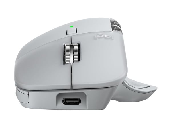 Logitech MX Master 4 - Mus - 8 knapper - trådløs - Bluetooth, 2.4 GHz - USB trådløs mottaker - blekgrå