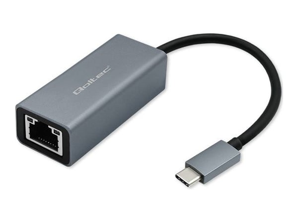 Qoltec - Nettverksadapter - USB-C 3.1 - Gigabit Ethernet x 1 - grå