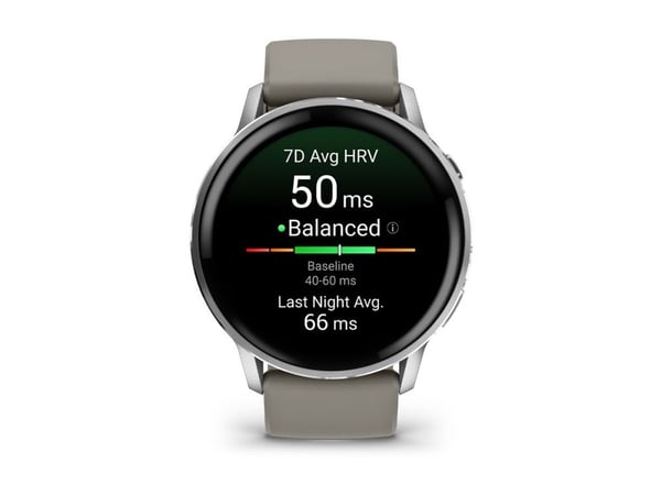 Garmin Venu 4 - 45 mm - sølvfarget - smartklokke med bånd - silikon - sølvgrå - håndleddstørrelse: 135-200 mm - display 1.4" - 8 GB - Bluetooth, AN...