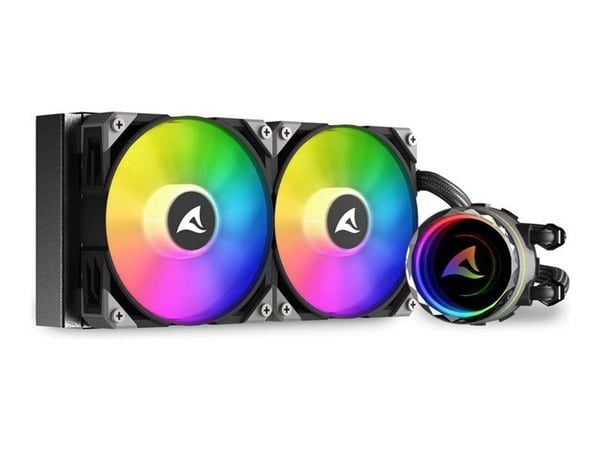 Sharkoon S80 RGB - Væskekjølesystem for prosessor - all-in-one - Radiatorstørrelse: 240 mm - (for: LGA115x Socket, LGA1366, LGA1200, LGA1700, LGA18...