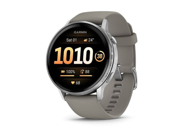 Garmin Venu 4 - 45 mm - sølvfarget - smartklokke med bånd - silikon - sølvgrå - håndleddstørrelse: 135-200 mm - display 1.4" - 8 GB - Bluetooth, AN...