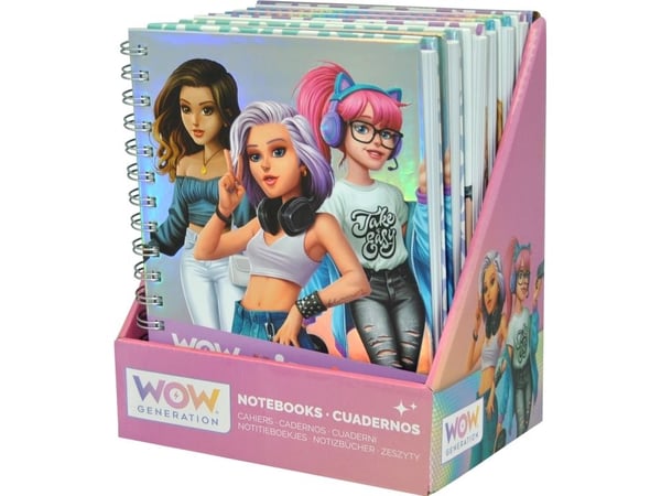 WOW Generation Notesbog med hard cover og spiralryg. 80 arkkia |