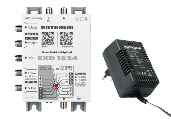 Kathrein EXD 1524, 5 ingångar, 2 utgångar, 300 - 2350 MHz, 5 - 862 MHz, 30 dB, IP30