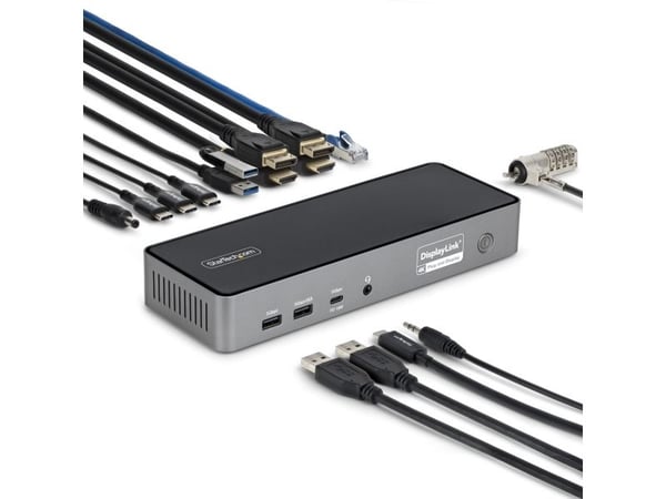 Startech - Dokkingstasjon - for bærbar - USB-C - 2 x HDMI, 2 x DP, USB-C - 2.5GbE - 140 watt - TAA-samsvar
