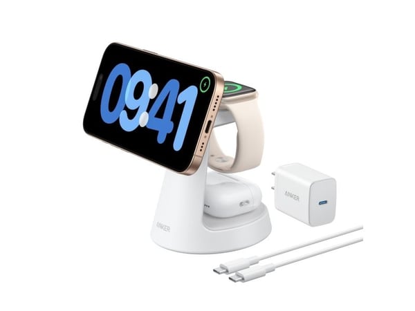 Anker MagGo, Innendørs, USB, Trådløs lading, Hvit