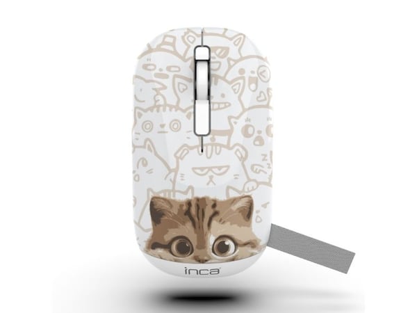 Inca IWM-242K, Ambidekstriøs, Bluetooth, 1600 DPI, Beige, Hvit