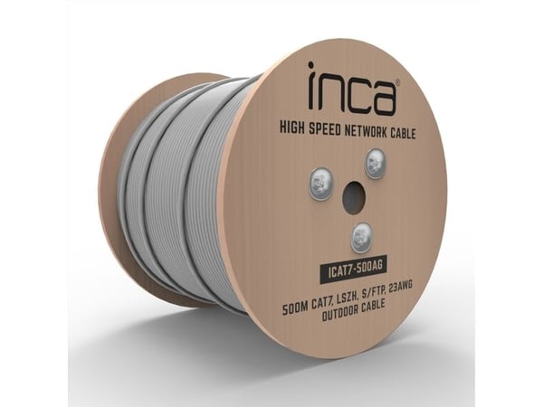 Inca ICAT7-500AG, 500 m, Cat7, S/FTP (S-STP), RJ-45, RJ-45, Grå