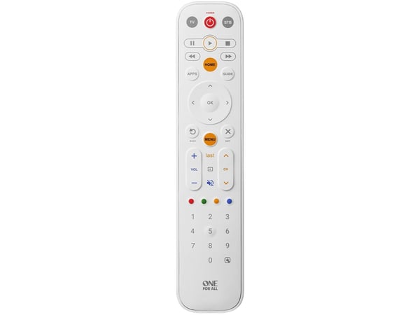 Universal fjernkontroll URC9290 One For All, EazyClean, enkel å rengjøre, 2 enheter, hvit