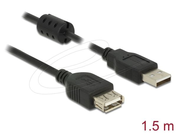 Delock - USB-forlengelseskabel - USB (hann) til USB (hunn) - USB 2.0 - 1.5 m - svart