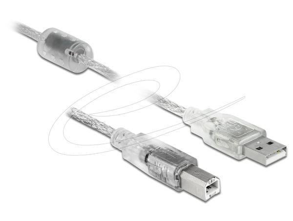 Delock - USB-kabel - USB-type B (hann) til USB (hann) - USB 2.0 - 2 m - gjennomsiktig