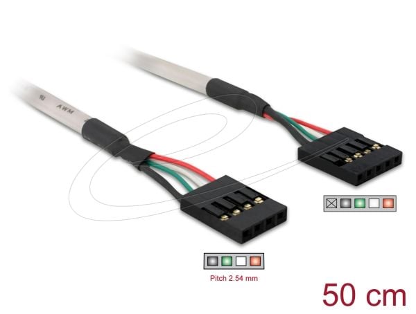 Delock - USB-kabel - 4-pins USB 2.0-header (hunn) til 5-pins USB 2.0-hode (hunn) - 50 cm