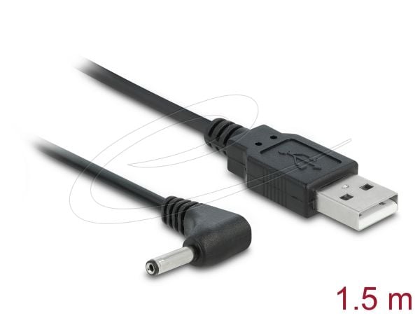 Delock - Strømkabel - 3,5 x 1,35 mm DC-jakk (hann) til USB (kun strøm) (hann) - 1.5 m - 90° kontakt