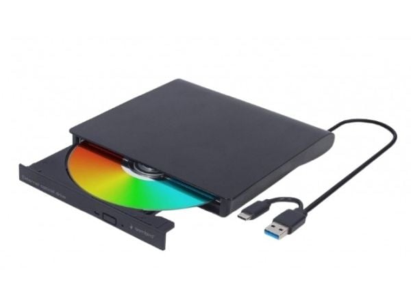 Gembird DVD-USB-031-BW, musta, Etu, CE, Työpöytä, DVD±RW, USB Type-C