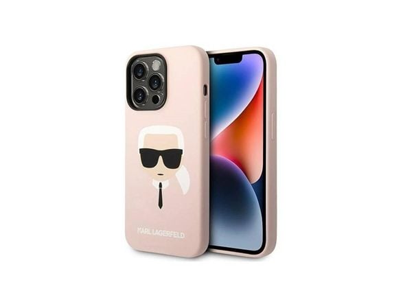 Karl Lagerfeld KLHMP14XSLKHLP iPhone 14 Pro Max 6.7 tarra vaaleanpunainen / vaaleanpunainen silikoni Karl`s Head Magsafe Silikoni Magsafe