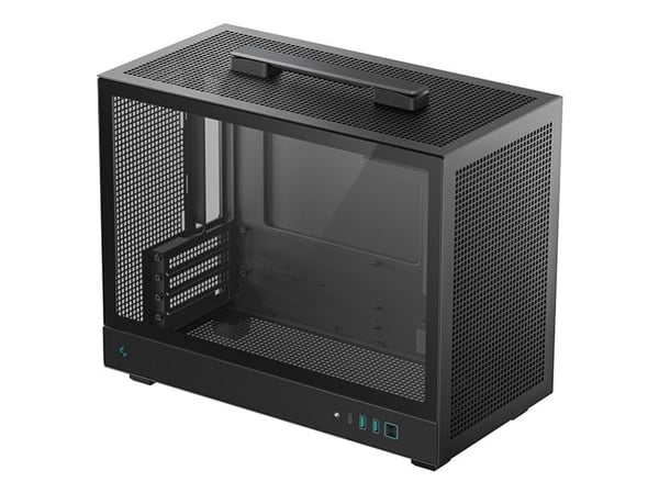 DeepCool CH160 PLUS - Micro-ATX - micro ATX - sidepanel med vindu (herdet glass) - ingen strømforsyning (SFX / SFX-L) - svart - USB/lyd