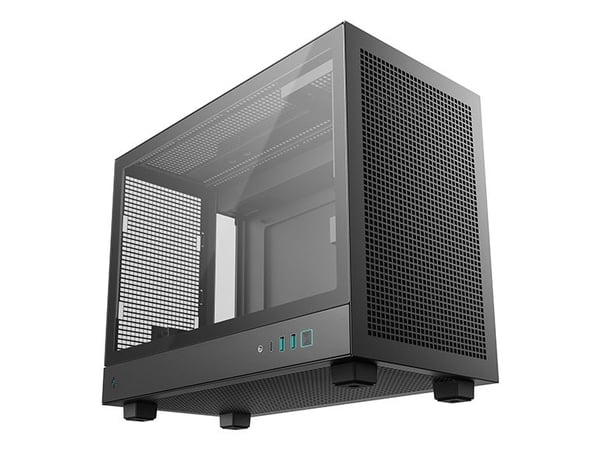 DeepCool CH160 PLUS - Micro-ATX - micro ATX - sidepanel med vindu (herdet glass) - ingen strømforsyning (SFX / SFX-L) - svart - USB/lyd