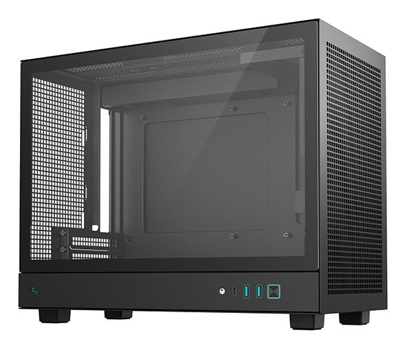 DeepCool CH160 PLUS - Micro-ATX - micro ATX - sidepanel med vindu (herdet glass) - ingen strømforsyning (SFX / SFX-L) - svart - USB/lyd