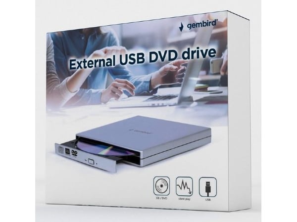 Gembird DVD-USB-021-SV - Platestasjon - DVD±RW (±R DL) / DVD-RAM - 8x/8x/5x - USB 2.0 - ekstern