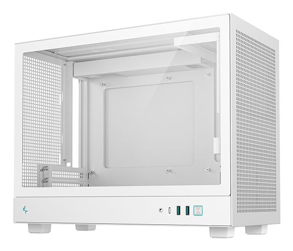 DeepCool CH160 PLUS WH - Micro-ATX - micro ATX - sidepanel med vindu (herdet glass) - ingen strømforsyning (SFX / SFX-L) - hvit - USB/lyd