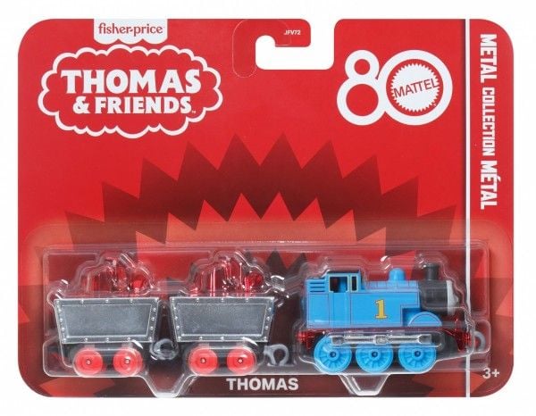 Fisher Price Thomas og vennene-tog 80-årsjubileum Lokomotiv og 2 vogner i metall
