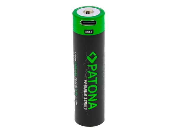 PATONA 6525, Ladattava akku, Litiumioni (Li-Ion), 3,7 V, 1 kpl, 3300 mAh, musta, Vihreä