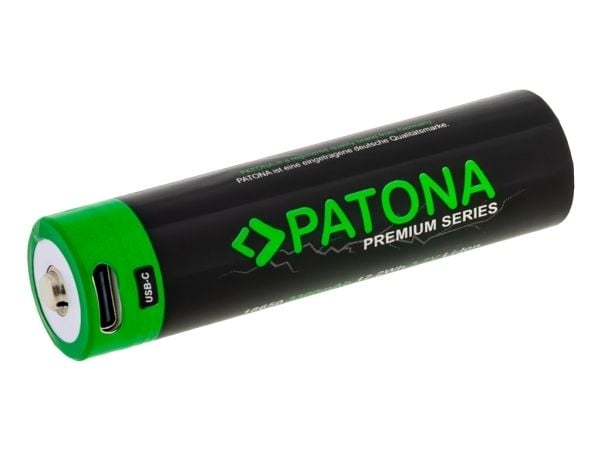 PATONA 6525, Oppladbart batteri, Lithium-Ion (Li-Ion), 3,7 V, 1 stykker, 3300 mAh, Sort, Grønn