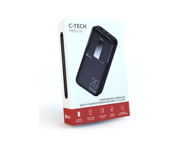 C-TECH BATCT1342, 20000 mAh, litiumpolymer (LiPo), Sort