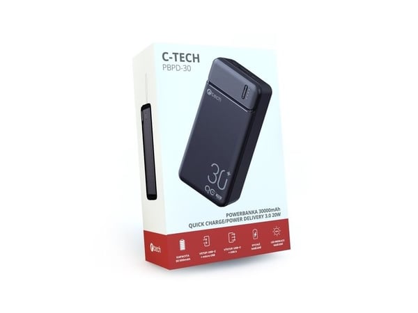 Xiaomi Powerbank C-tech 30000mAh, Li-Pol, 20W, USB-C/USB-A/mikro-USB