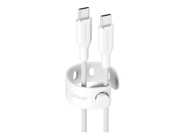 empower by PanzerGlass - USB-kabel - USB-C (hann) til USB-C (hann) - USB 2.0 - 20 V - 3 A - 2 m - Hurtiglading opptil 60W - sølvhvit