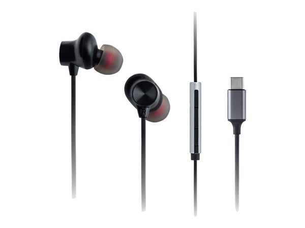 Panasonic RP-TCM225 - Ørepropper med mikrofon - i øret - kablet - USB-C - lydisolerende - svart