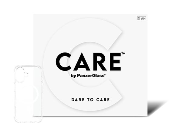 PanzerGlass CARE™ by ® Samba Case Transparent w. White MagSafe iPhone 17 | Bulk, Suojus, Apple, Apple - iPhone 17, Läpinäkyvä