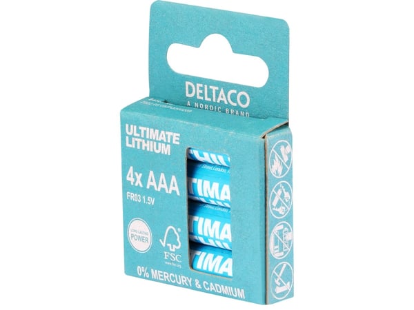 DELTACO Ultimate - Batteri 4 x AAA / LR03 - Li - blå