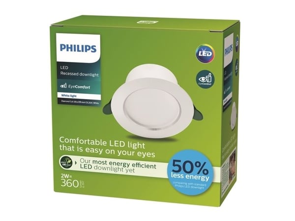 Philips Diamond Cut UltraEfficient -alasvalo, Syvennysspottivalo, 1 lamppu(a), LED, 3000 K, 310 lm, Valkoinen