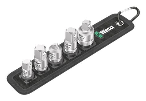 Wera 781/5 Set 1, Støpselsett, 1/4", Imperisk, 5 hoder, 1/2,3/8", Kromvanadiumstål
