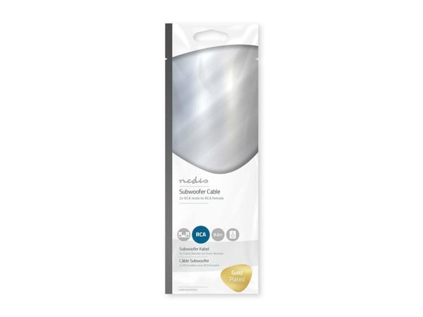 Nedis - Lydkabel - RCA hann til RCA hunn - 20 cm - antrasitt - rund