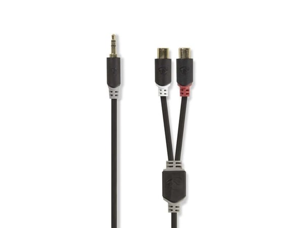 Nedis - Lydsplitter - mini-phone stereo 3.5 mm hann til RCA hunn - 20 cm - antrasitt - rund