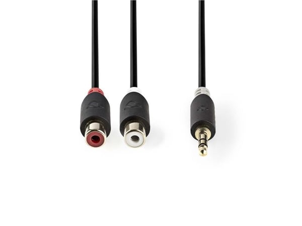 Nedis - Lydsplitter - mini-phone stereo 3.5 mm hann til RCA hunn - 20 cm - antrasitt - rund