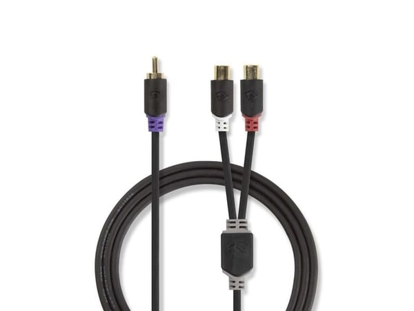 Nedis - Lydsplitter - RCA hann til RCA hunn - 20 cm - antrasitt - rund