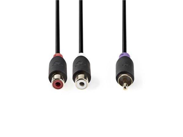 Nedis - Lydsplitter - RCA hann til RCA hunn - 20 cm - antrasitt - rund