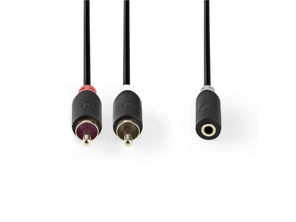 Nedis - Lydkabel - mini-phone stereo 3.5 mm hunn til RCA hann - 20 cm - skjermet - antrasitt - rund
