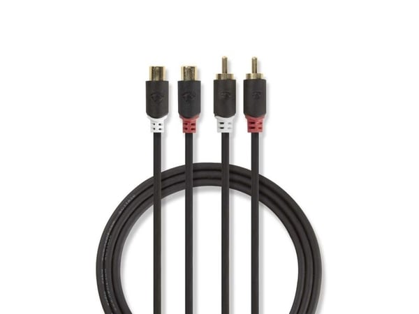 Nedis - Lydkabel - RCA hann til RCA hunn - 2 m - antrasitt - rund