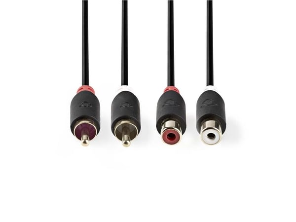 Nedis - Lydkabel - RCA hann til RCA hunn - 2 m - antrasitt - rund