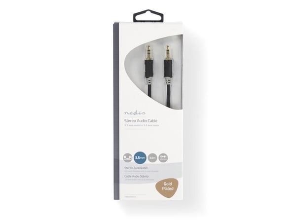 Nedis - Lydkabel - mini-phone stereo 3.5 mm hann til mini-phone stereo 3.5 mm hann - 3 m - skjermet - antrasitt - rund