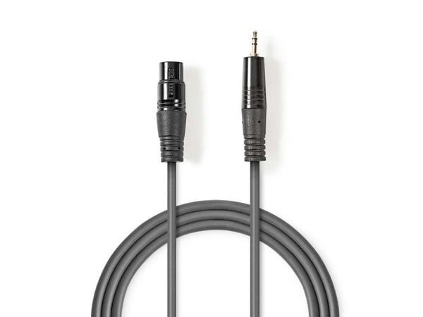 Nedis COTH15320GY10, XLR (3-pin), Hunkjønn, Hankjønn, Kopper, 1 m, Grå